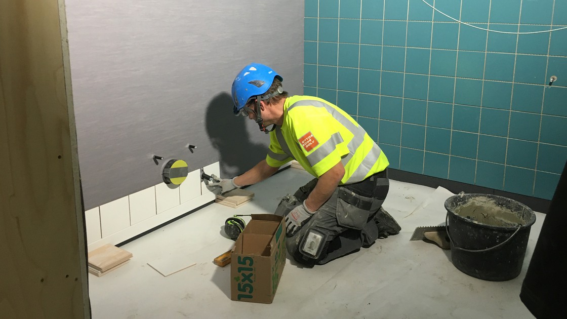 Byggnation av Baggeboskolan i februari 2020.