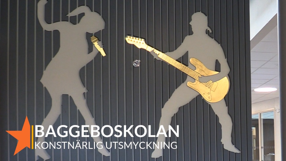 Tumnagel för film om den konstnärliga utsmyckningen av Baggeboskolan.