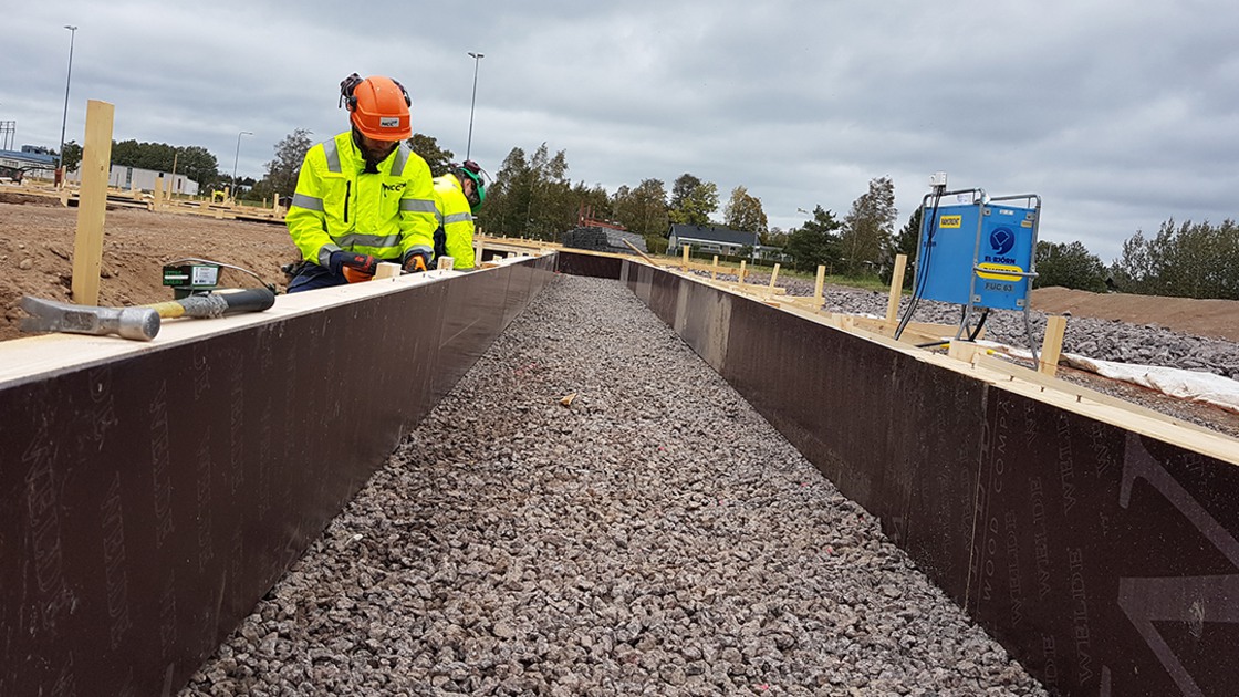 Anläggning av bottenplattan till Baggeboskolan september-oktober 2018.