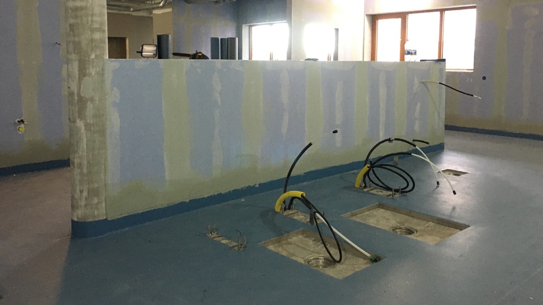 Byggnation av Baggeboskolan i februari 2020.