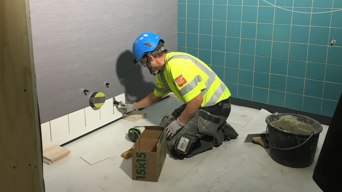 Byggnation av Baggeboskolan i februari 2020.