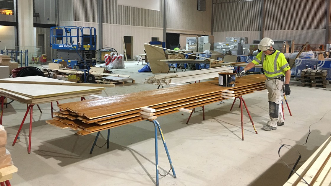 Byggnation av Baggeboskolan i februari 2020.