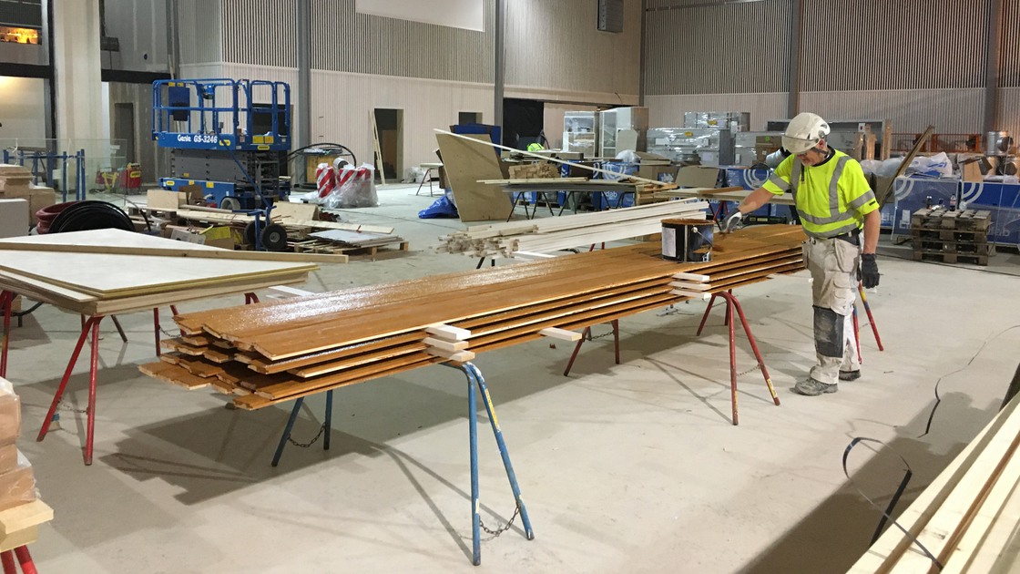 Byggnation av Baggeboskolan i februari 2020.