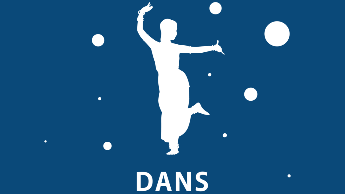 ikonen visar en person som dansar med texten dans i versaler