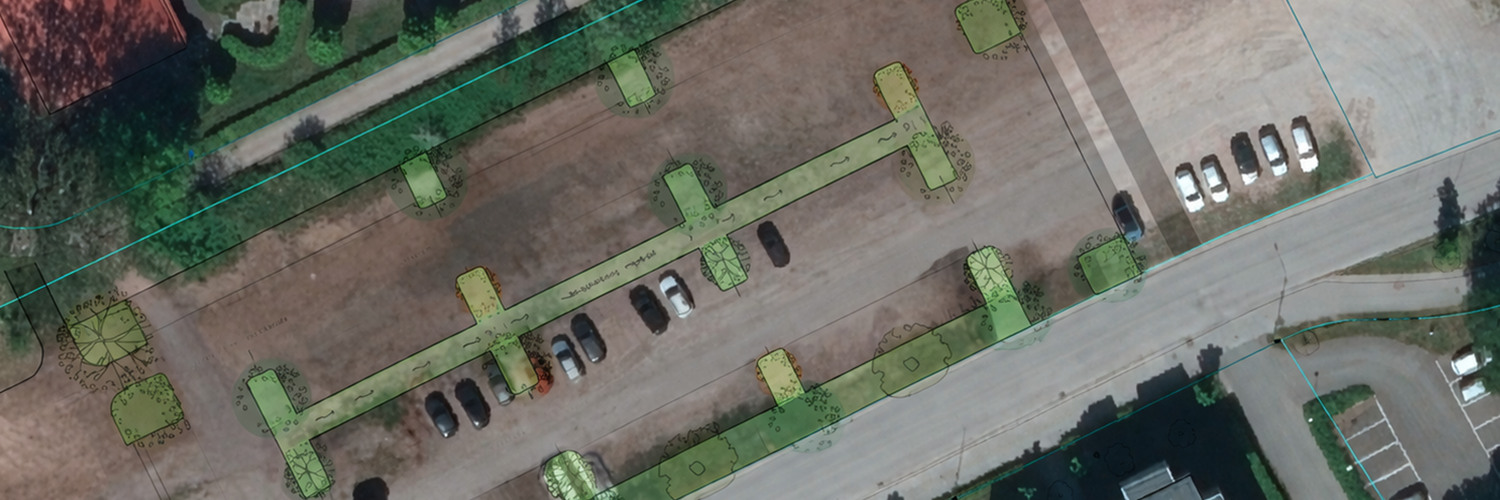 AI-bearbetad skiss över den nya parkeringen på stationsområdet i Tibro.