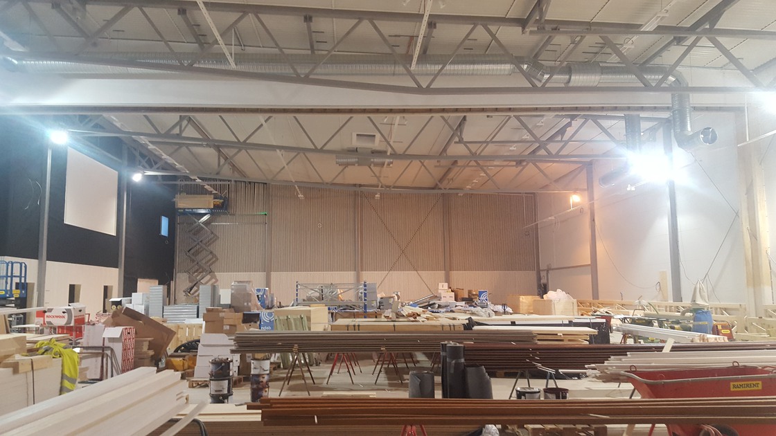 Byggnation av Baggeboskolans idrottshall.