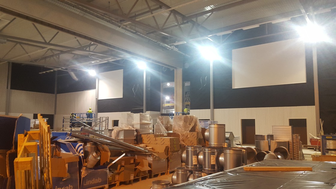 Byggnation av Baggeboskolans idrottshall.