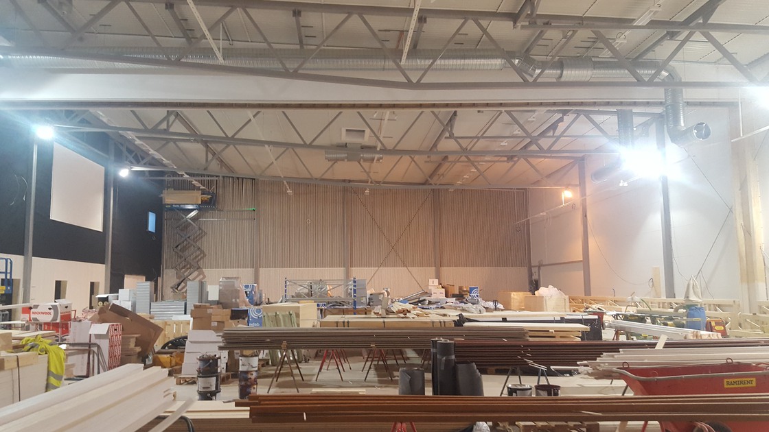 Byggnation av Baggeboskolans idrottshall.