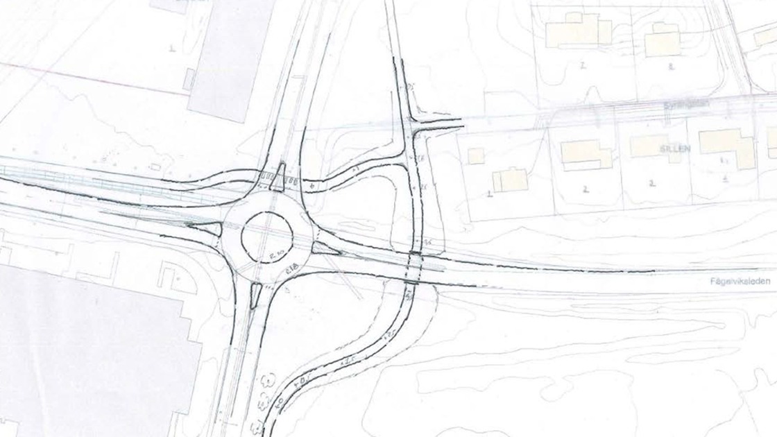 Kartskiss över den nya rondellen mellan Fågelviksleden och Hörnebovägen.