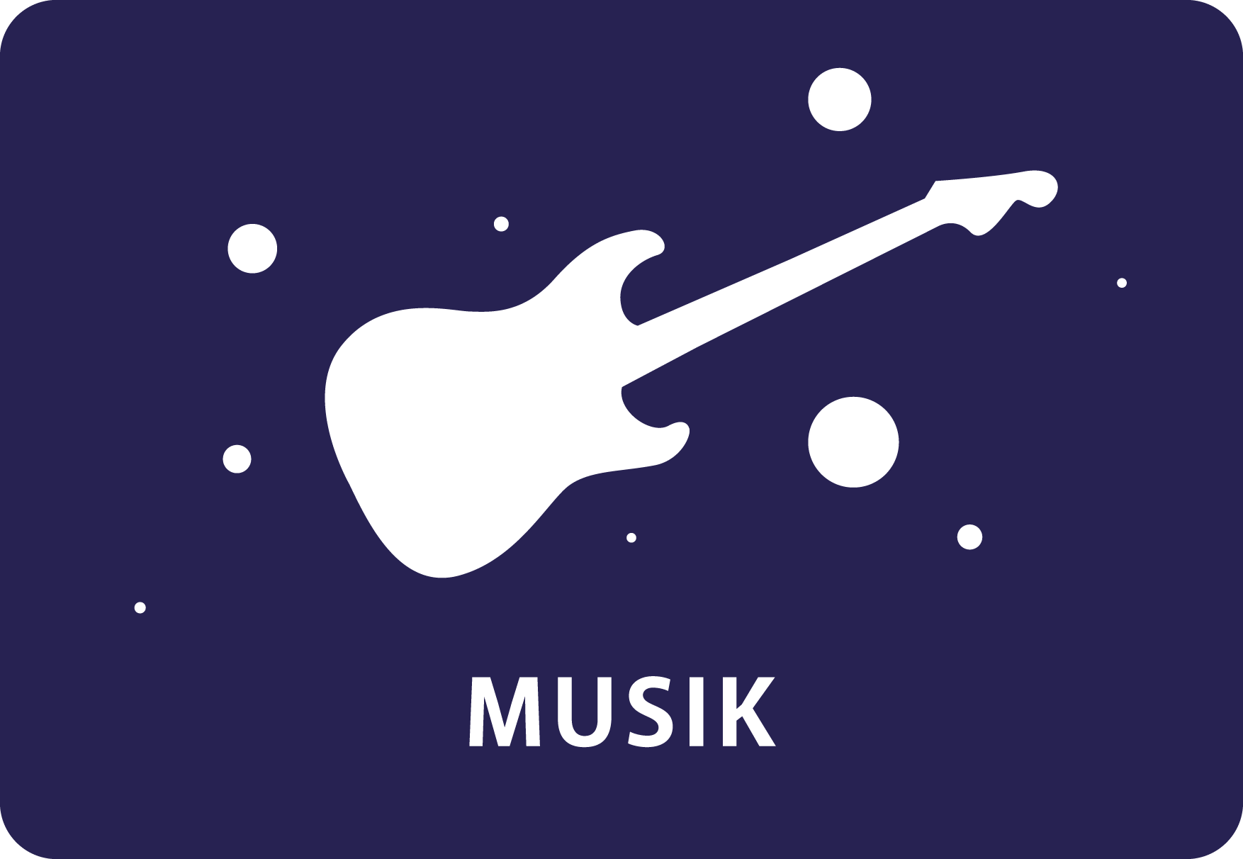 ikonen visar en gitarr med texten musik i versaler