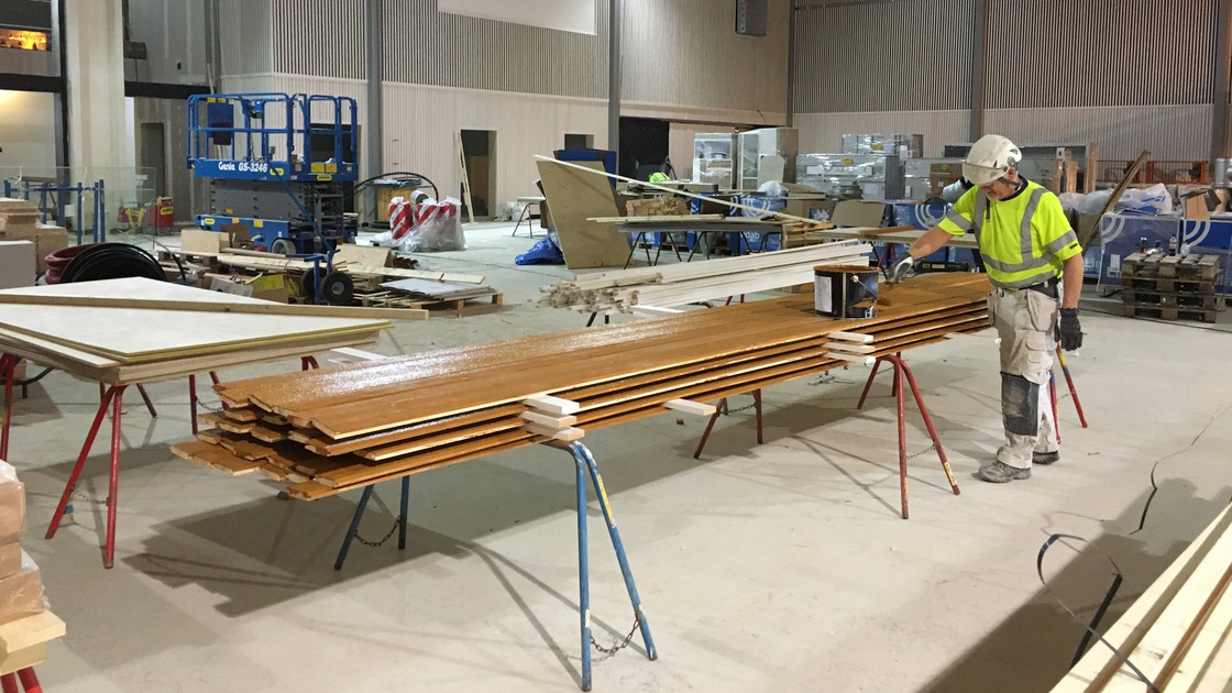 Byggnation av Baggeboskolan i februari 2020.