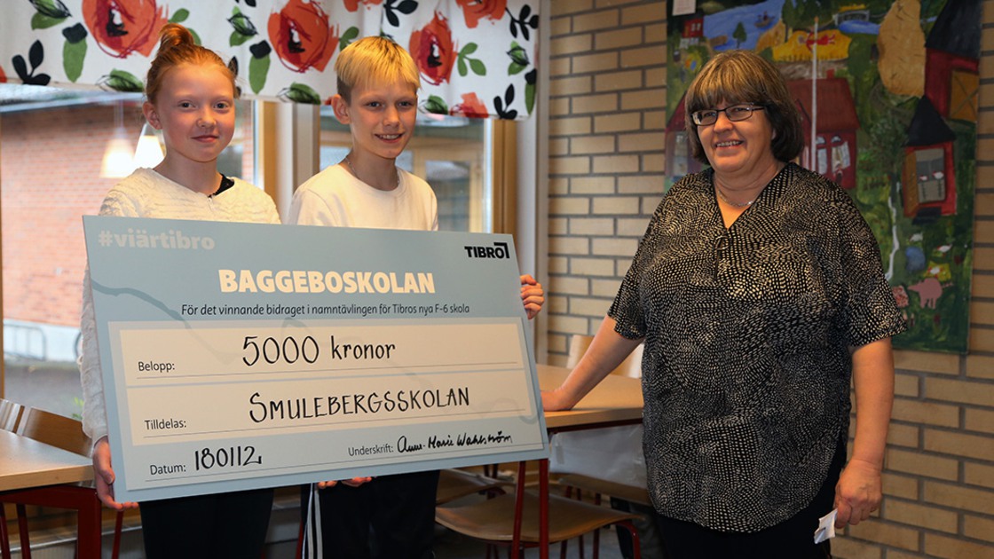 Prisutdelning av barn- och utbildningsnämndens ordförande på Smulebergsskolan  i januari 2018.