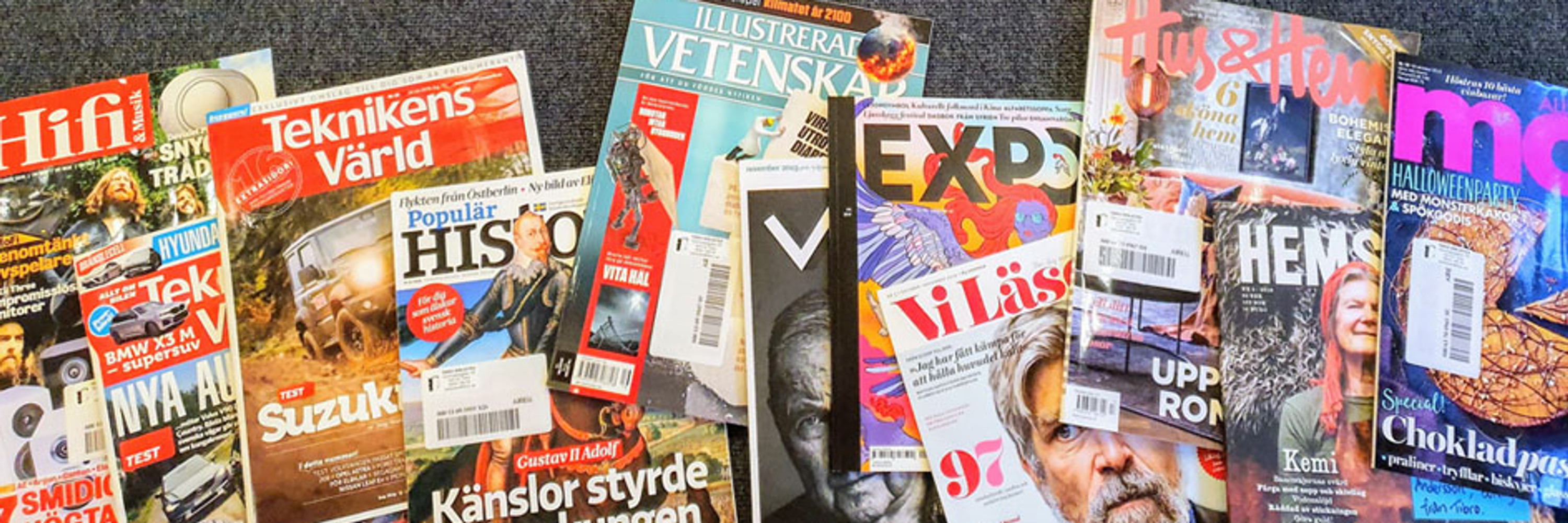 Tidskrifter för vuxen på biblioteket.