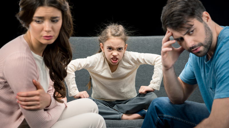 Arg dotter och bekymrade föräldrar